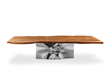 KAURI RIFLESSI MILLENARI - Rectangular table with top in Kauri wood and steel base by Riva 1920 - view 3